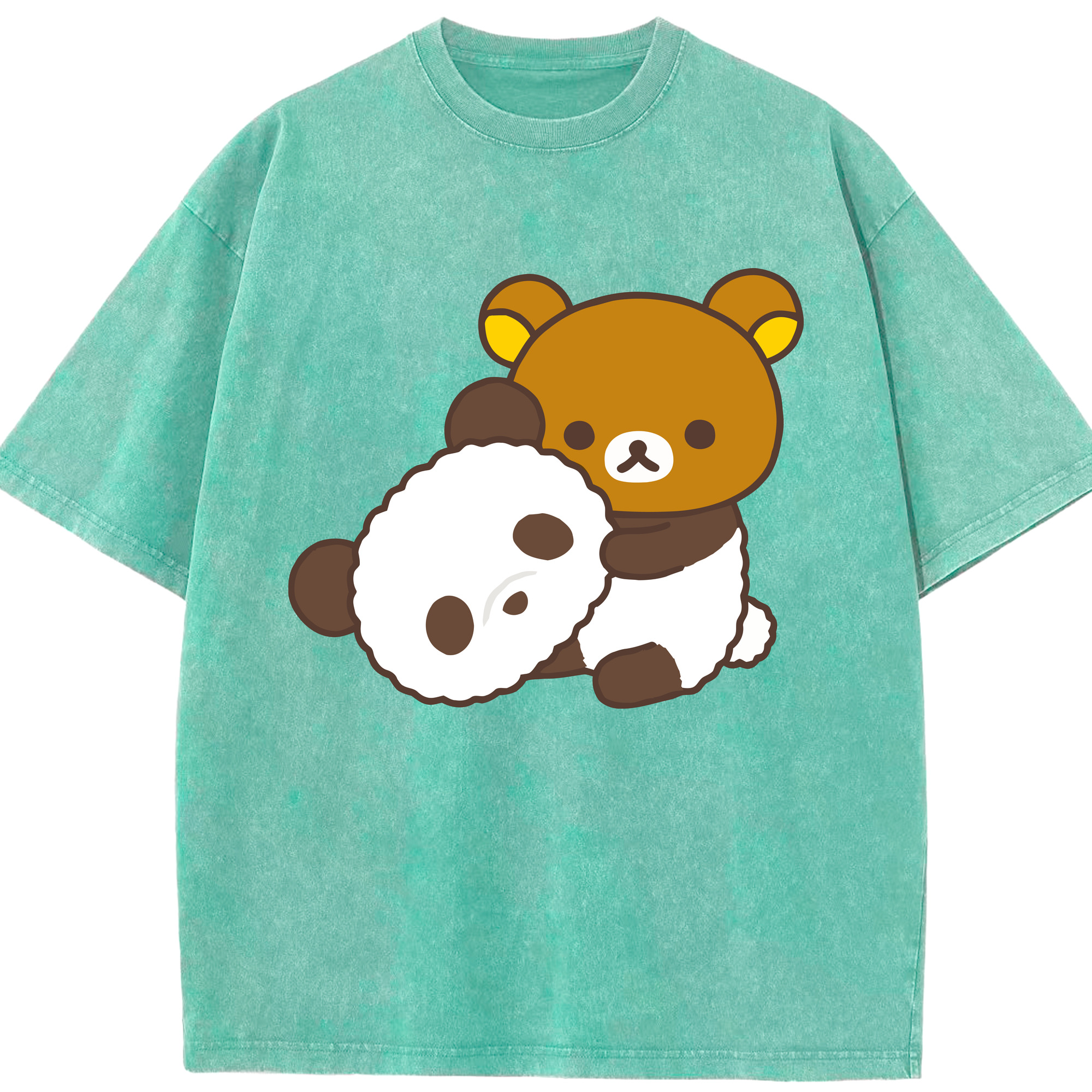 （画像用） リラックマ リラックマ キイロイトリ Rilakkuma Korilakkuma Kiiroitori 綿100% ヴィンテージ風 半袖Tシャツ（フロントプリント）